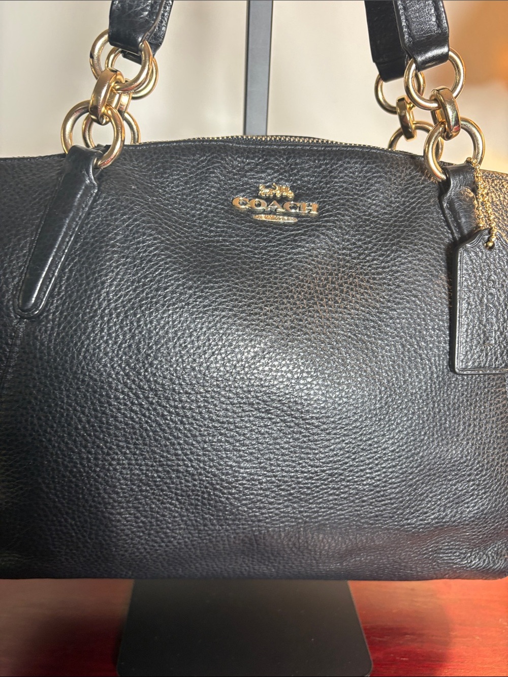 Coach Black Pebbled Leather Bag with Gold Hardware - Picture 2 of 13
